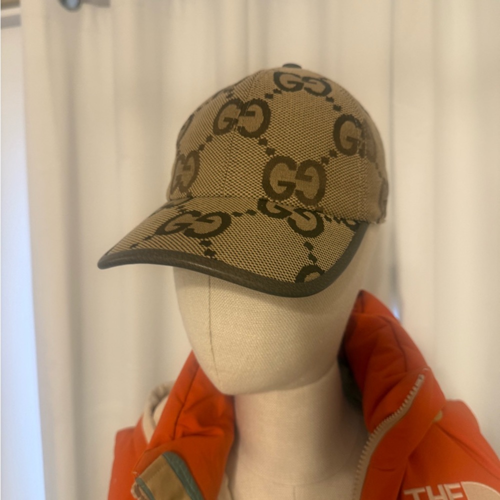 Gucci Tan and Brown Patterned Cap